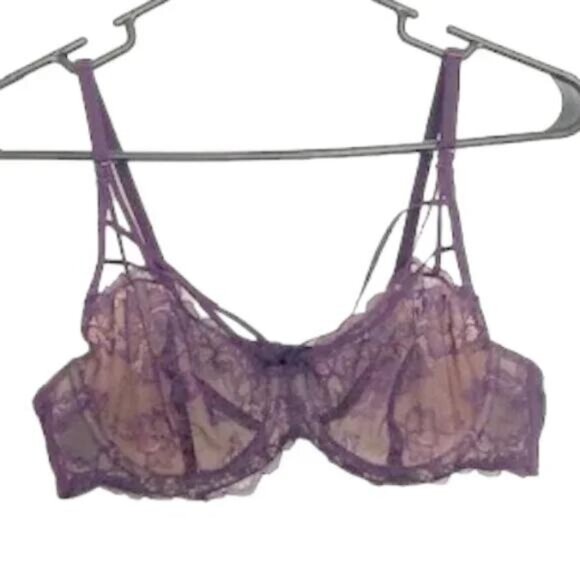 Adore Me Purple Lace Semi Sheer Underwire 36B - Picture 2 of 7